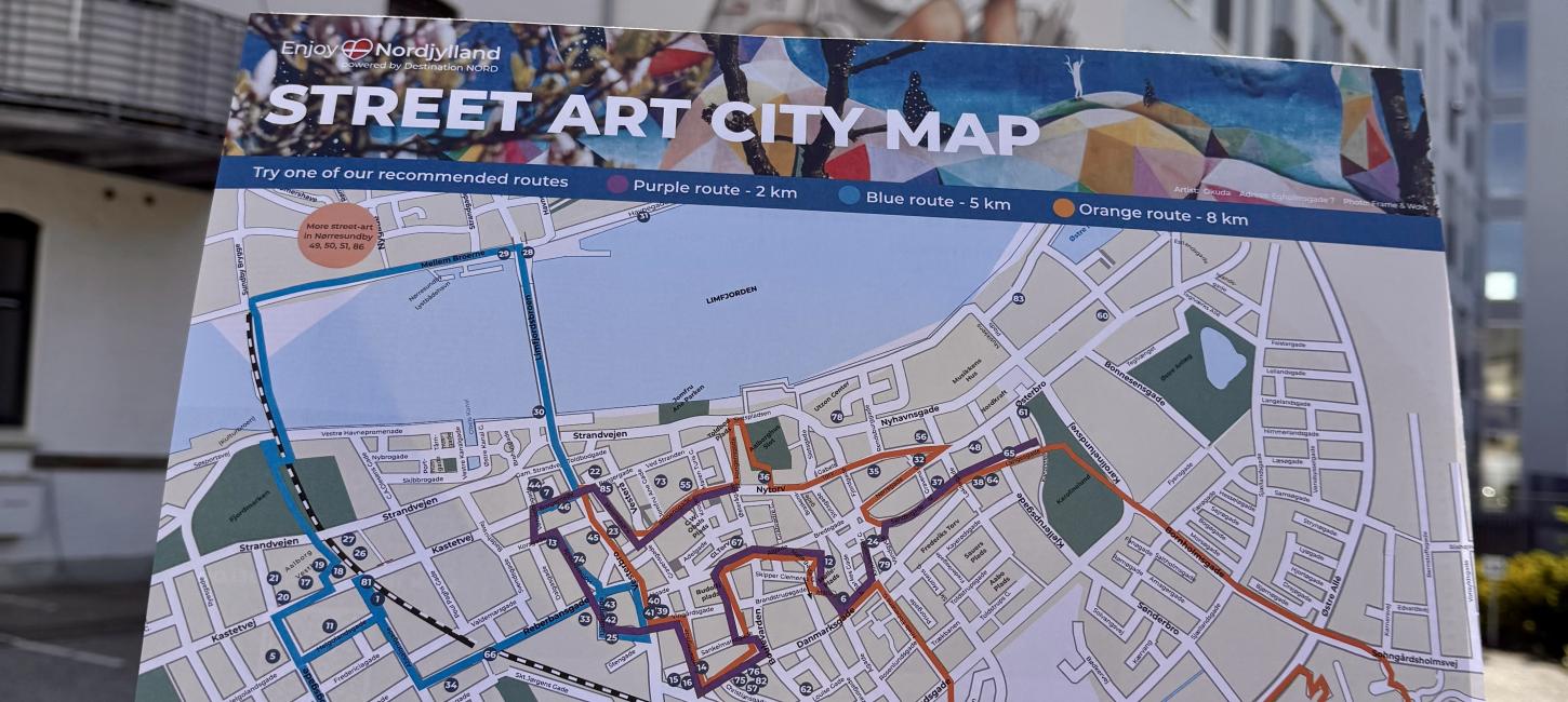 Splinternyt kort over Aalborgs streetart