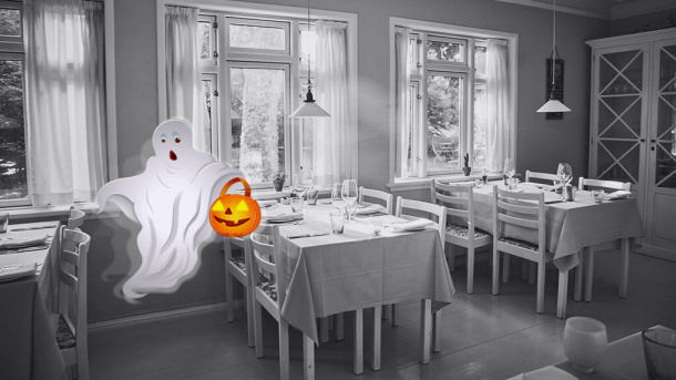 Spøgelse i spisestuen Hjorths Badehotel