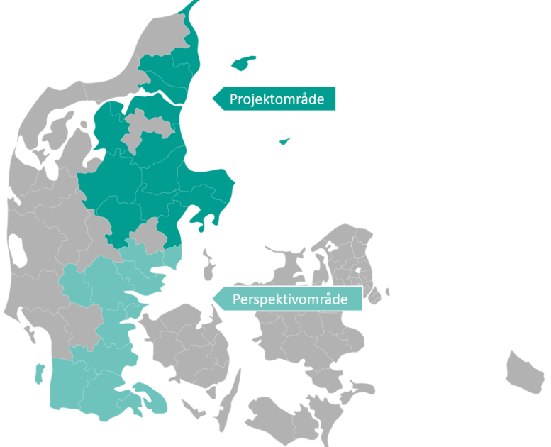 Kort over projektområde og perspektiveområde